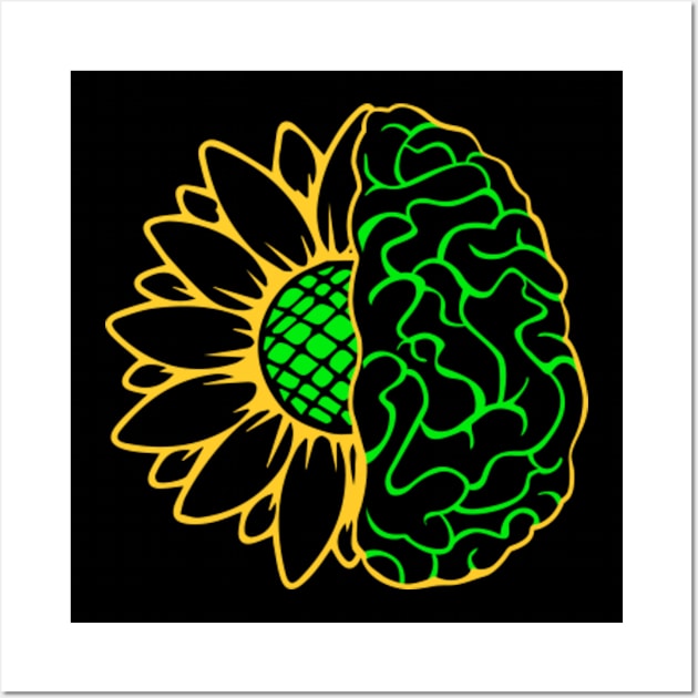 Mental Health Awarness Sunflower Brain Wall Art by GreenCraft